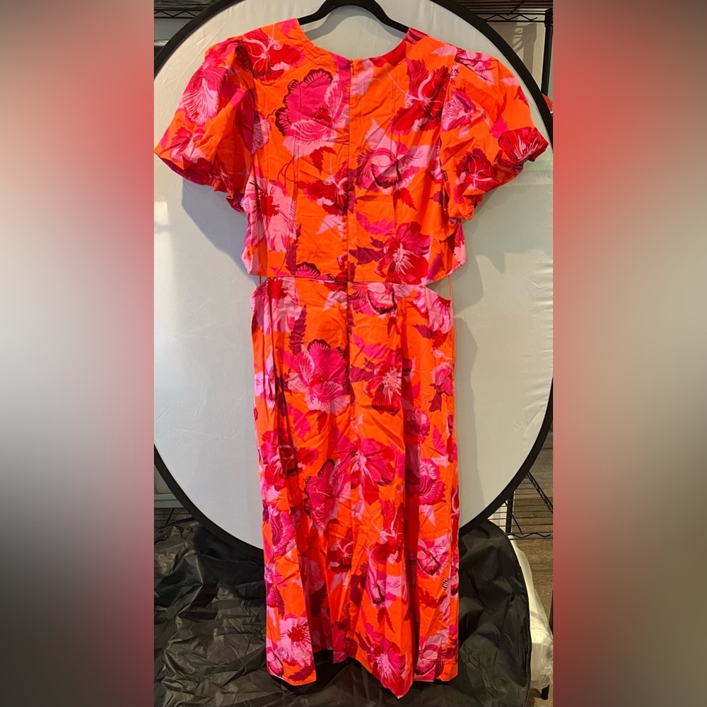 Scoop NYC Orange Off the Shoulder Tie Front Dress - Picture 4 of 4